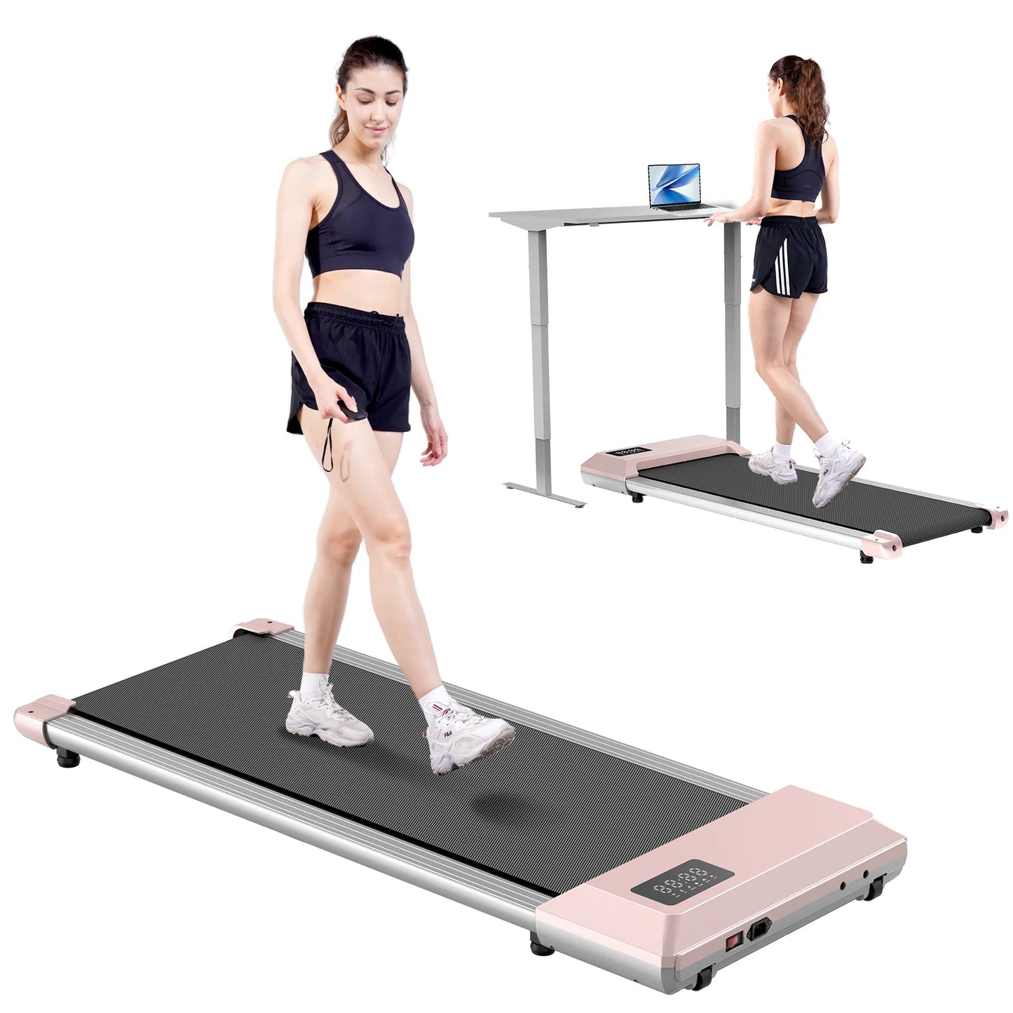 2-in-1 Walking Pad Mini Treadmill – Under Desk, LCD Screen, Bluetooth, Quiet, 250lb Max (BA04/06-A2) — view 6 of sports & fitness