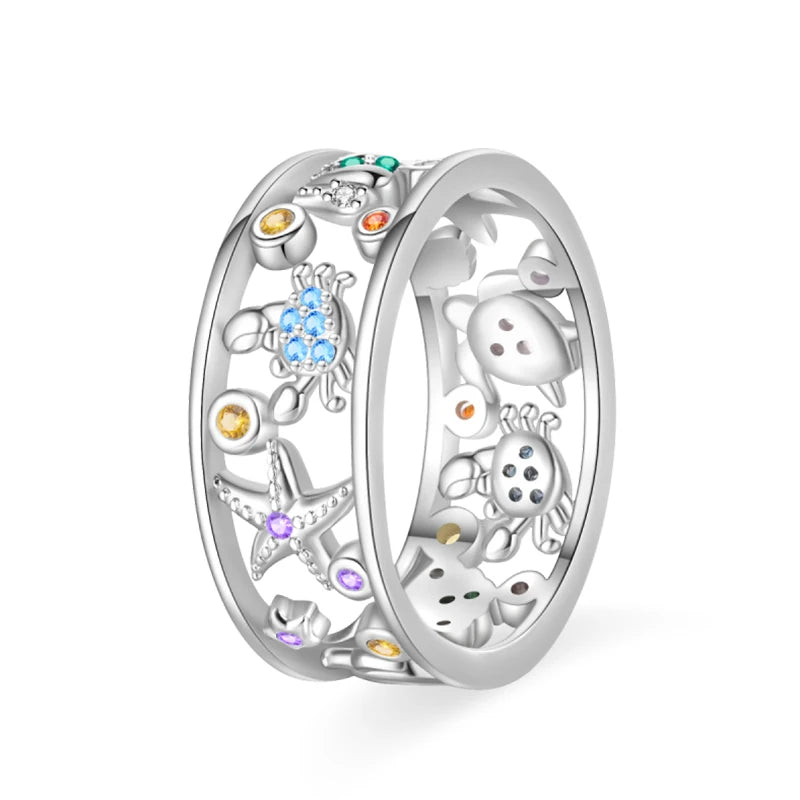 Women's 925 Sterling Silver Hollow Ring — Flower Butterfly Heart Sun Fashion Jewelry — view 20 of jewelry