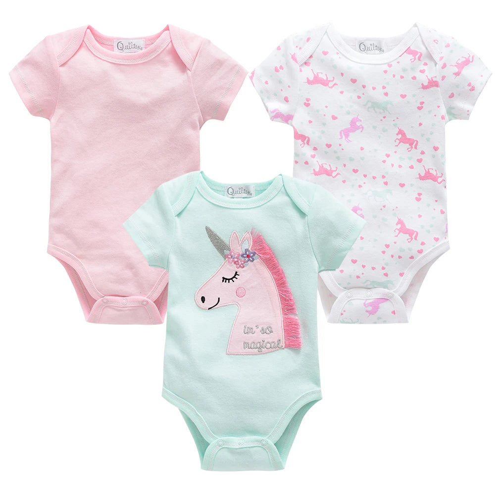 Baby Girls Cotton Bodysuit 3 & 6 Pack - Short Sleeve Newborn Onesies — view 13 of baby bodysuits