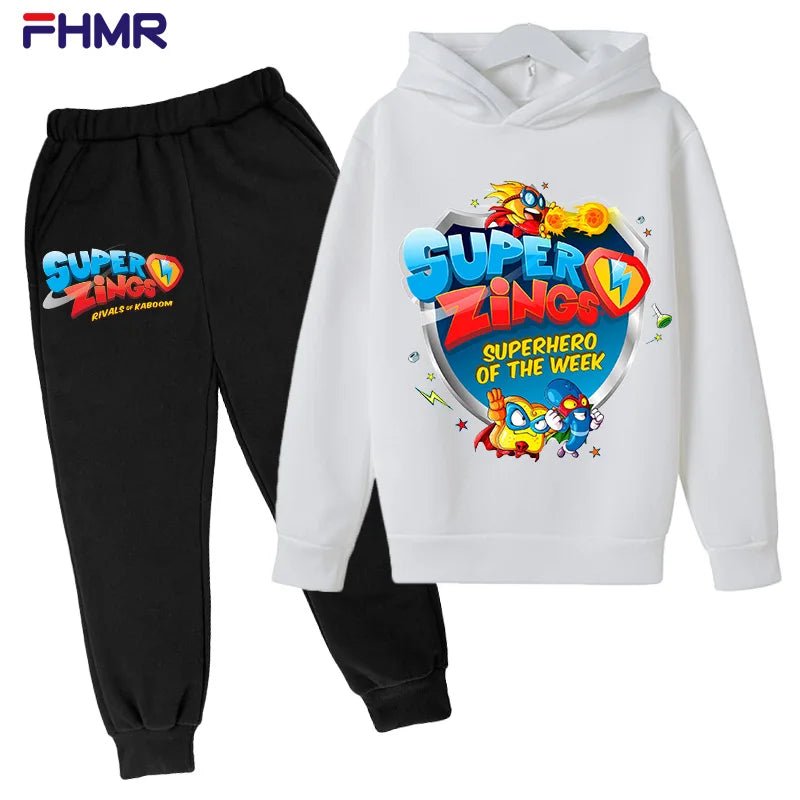 Super zings 4-14Y Kids Boys Hoodies+Pants Sets New Autumn Baby Tops Clothing Toddler Casual Sweatshirt Suit Children Clothes