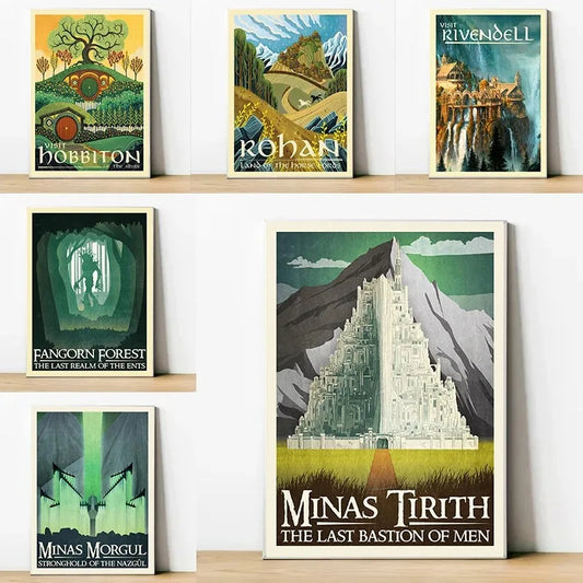 Middle-Earth Travel Canvas Poster &mdash; Vintage Lord of The Rings Fantasy Movie Wall Art — view 1 of wall art & prints