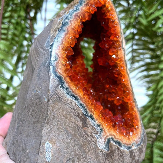 Crystal & Gemstone Orange Geode Quartz — Rainbow Mineral Cluster Meditation Rock Decor — view 1 of crystal & gemstone