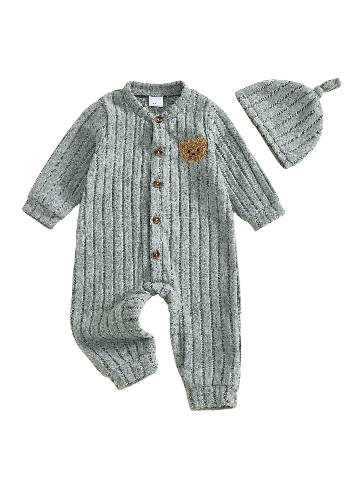 Infant Boy Bear Embroidery Romper & Beanie Set - 2-Piece Gift Outfit — view 5 of infant sets