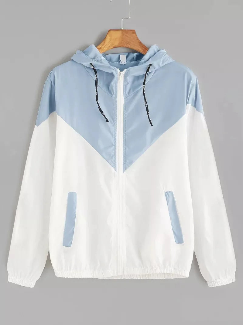 Women’s Outdoor Hooded Zip Jacket — Lightweight Patchwork Skin-Suit Coat — view 9 of sports & fitness