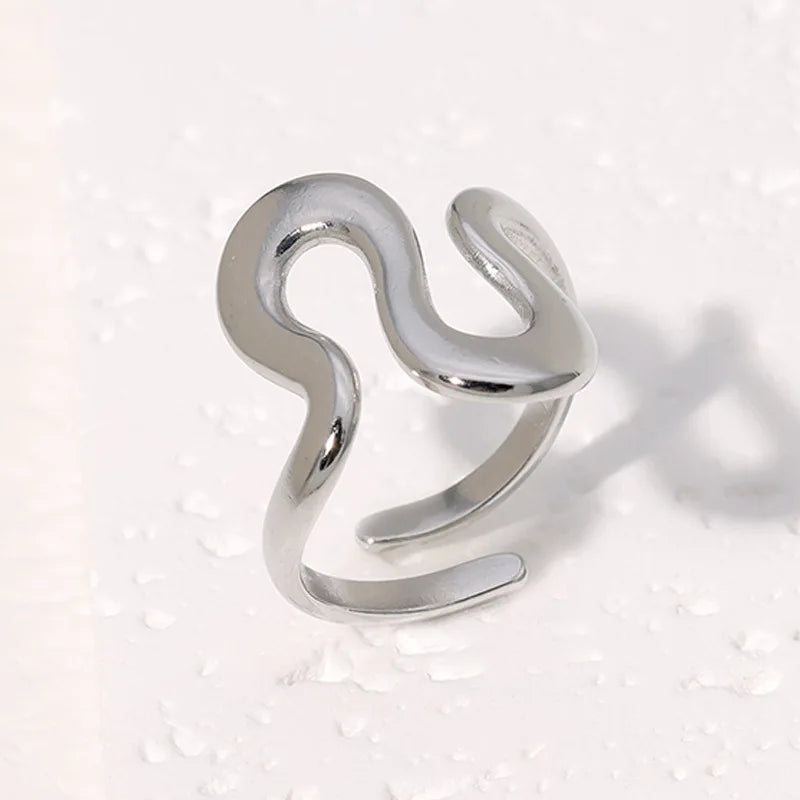 Women's Waterproof Open Ring — 18K PVD Gold Plated Stainless Steel Jewelry — view 10 of jewelry
