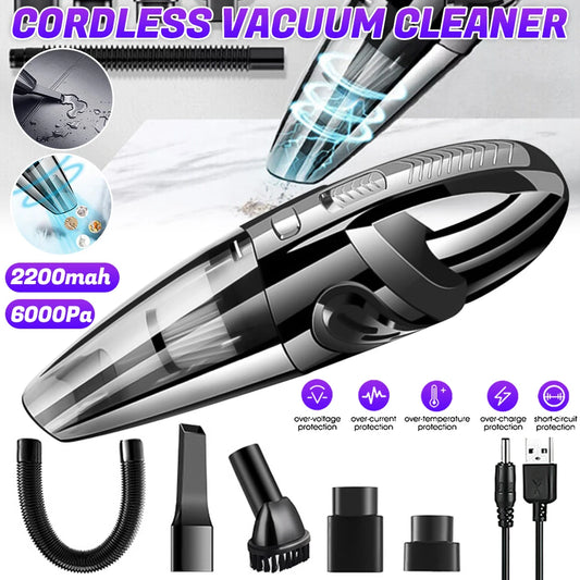 Wireless Handheld Vacuum – USB Rechargeable Wet & Dry Portable Car Vacuum Cleaner