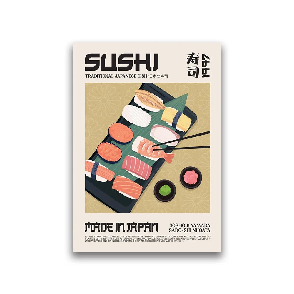 Delicious World Cuisine Canvas Poster &mdash; Pho, Ramen &amp; Tapas Wall Art for Kitchen Decor