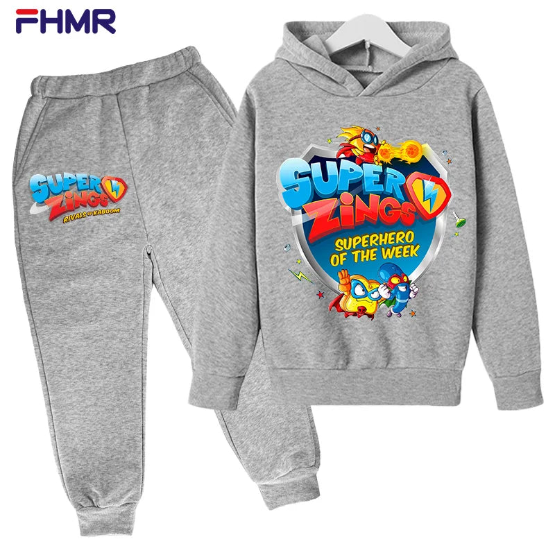 Super zings 4-14Y Kids Boys Hoodies+Pants Sets New Autumn Baby Tops Clothing Toddler Casual Sweatshirt Suit Children Clothes