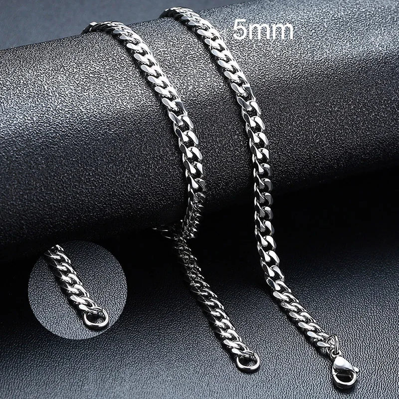 Cuban Link Chain Necklace 3mm 5mm 7mm 9mm Stainless Steel Hip-Hop Chain for Men Women Unisex — view 12 of necklaces
