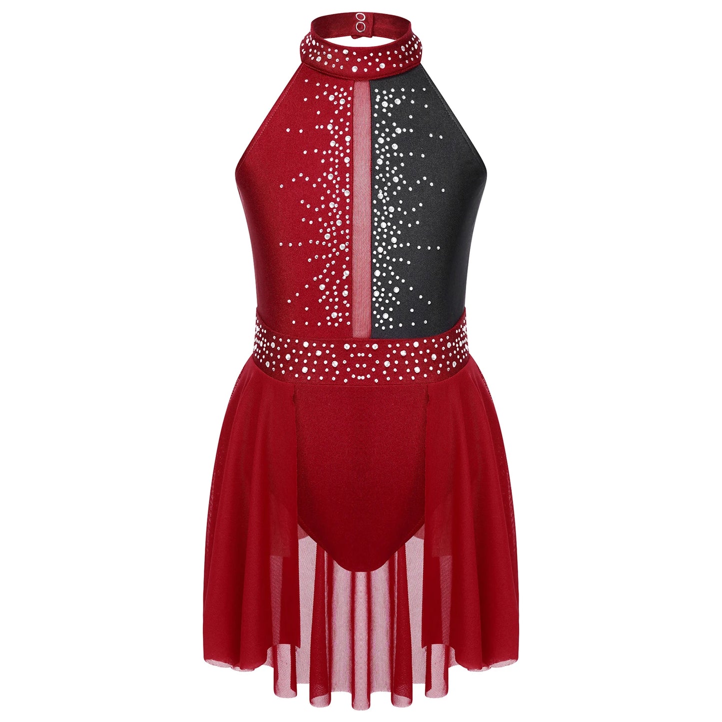 Girls Lyrical Dance Dress - Sleeveless Rhinestone Performance Leotard — view 14 of dance costumes