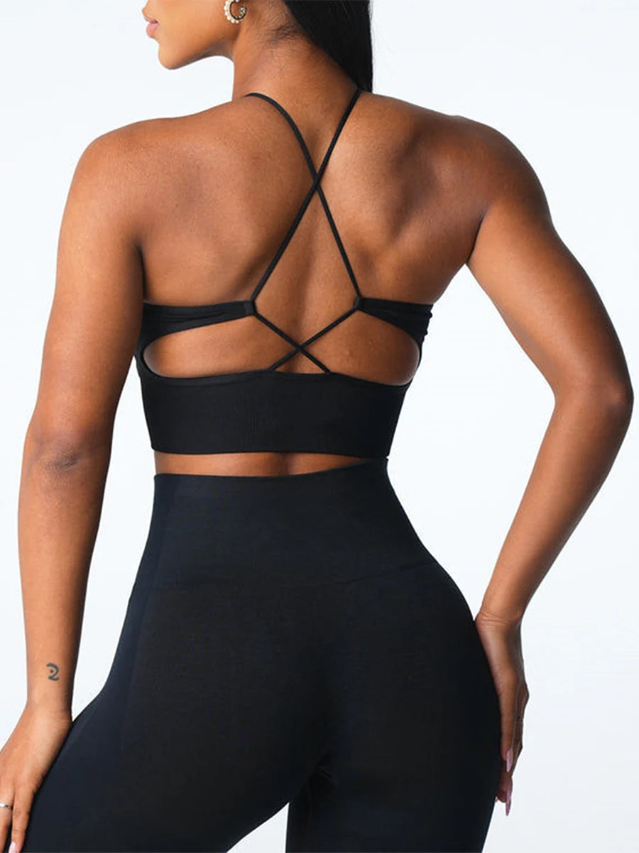 Women&rsquo;s Seamless Sports Bra &mdash; Solid-Color Sleeveless Yoga Workout Fitness Bralette — view 2 of sports bras