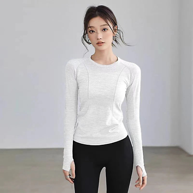 Women's Activewear Long-Sleeve Seamless Workout Top — Round-Neck Slim-Fit Yoga Shirt — view 6 of women's activewear