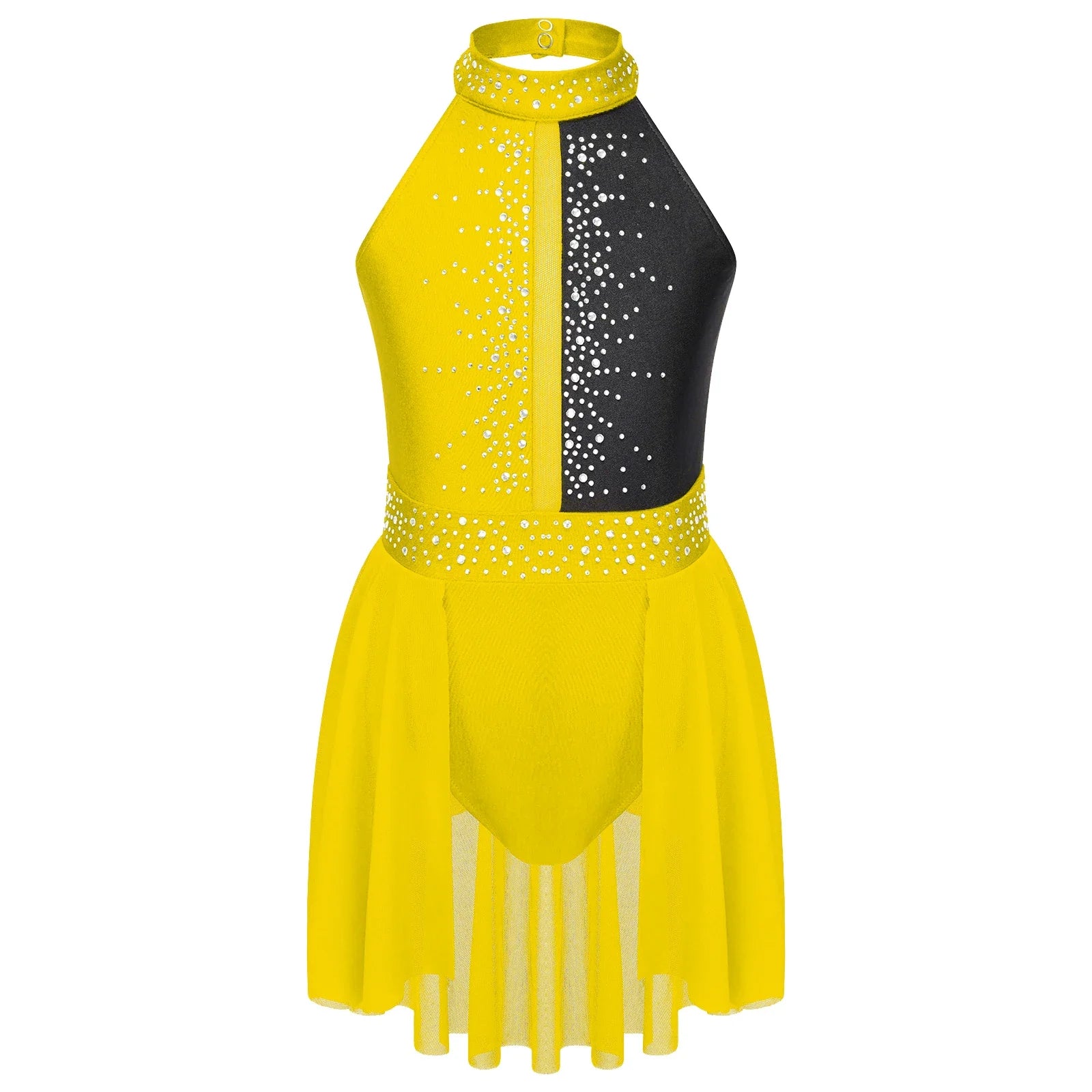 Girls Lyrical Dance Dress - Sleeveless Rhinestone Performance Leotard — view 11 of dance costumes