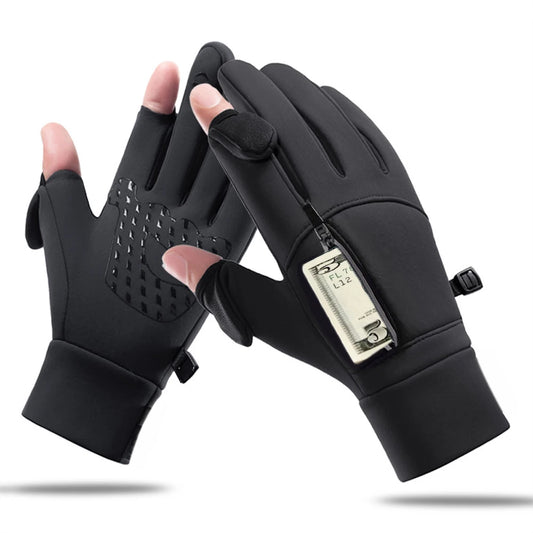 Winter Flip-Over Two-Finger Gloves — Windproof Touchscreen Cycling Ski Fishing Gloves — view 1 of gloves