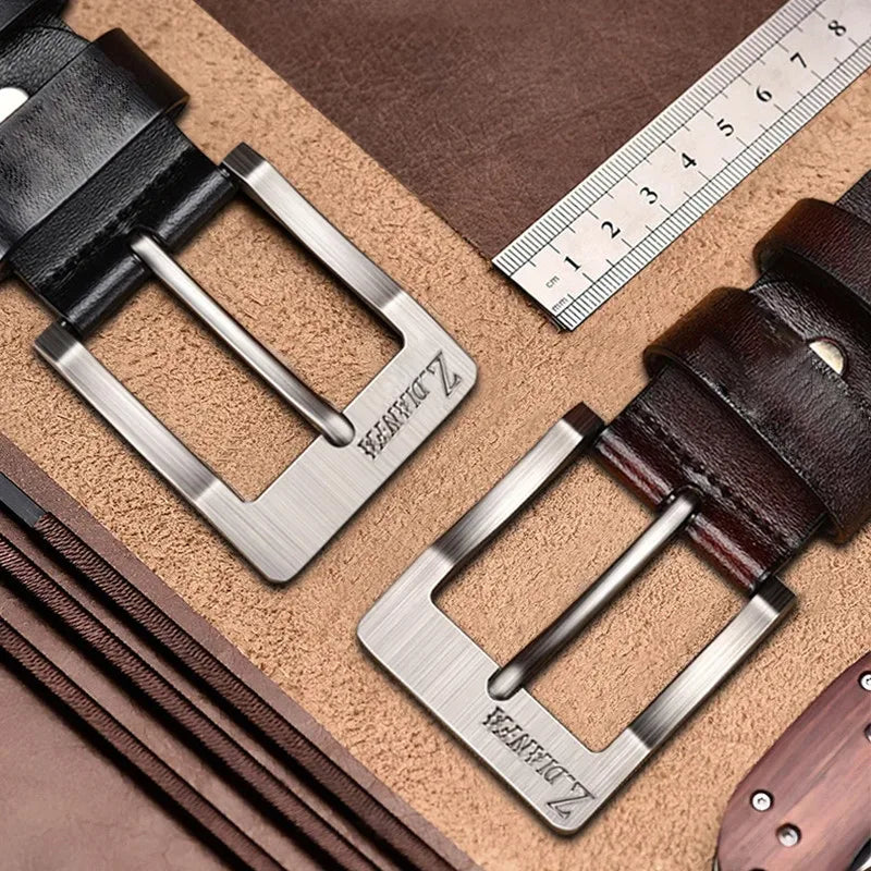 Belts Genuine Cowhide Leather Men's Belt — Metal Buckle Business & Casual — view 3 of belts
