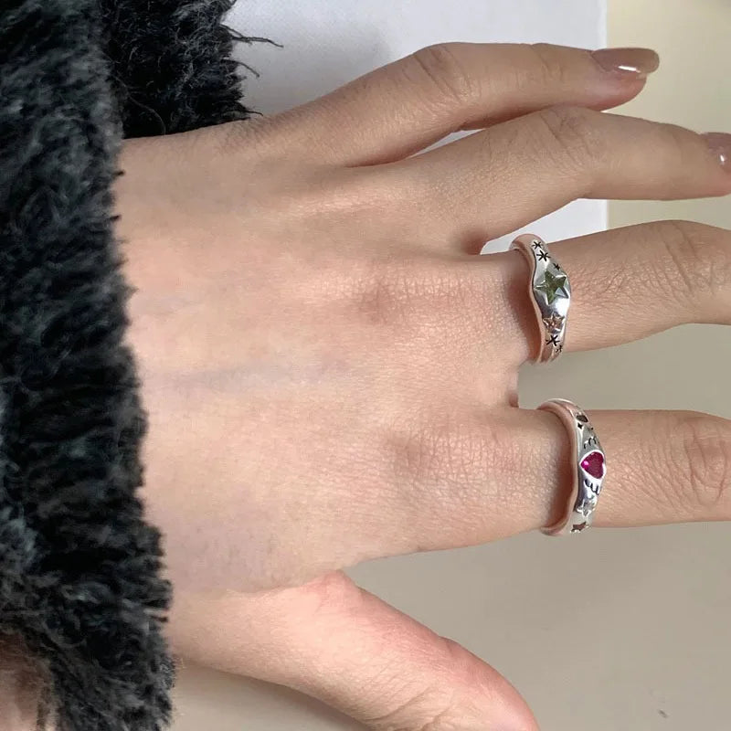 Women's 925 Sterling Silver Colorful Heart Stone Ring — Geometric Fashion Jewelry — view 3 of jewelry