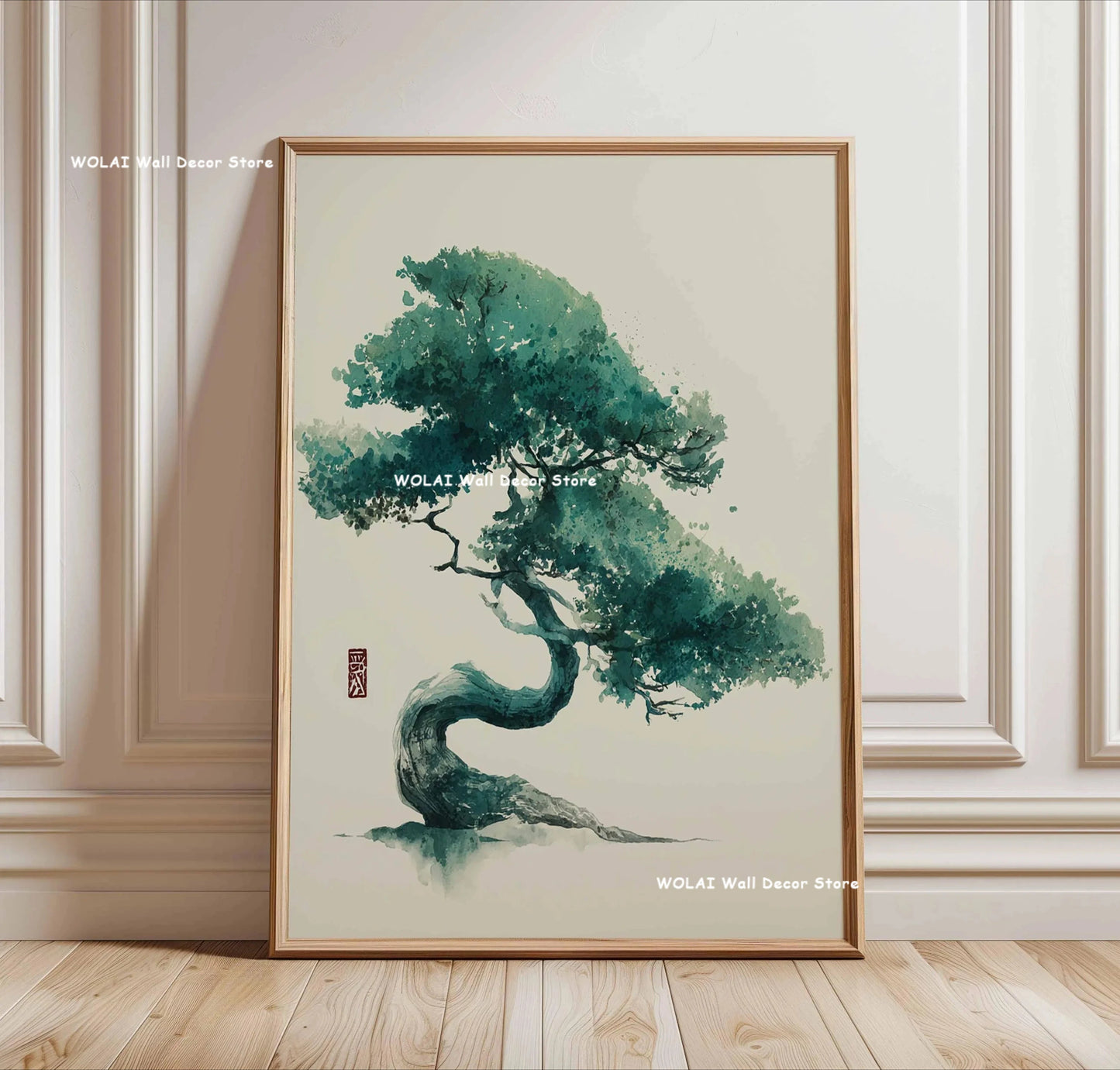 Japanese Forest &amp; Koi Fish Zen Canvas Poster &mdash; Retro Abstract Waves Wall Art for Home