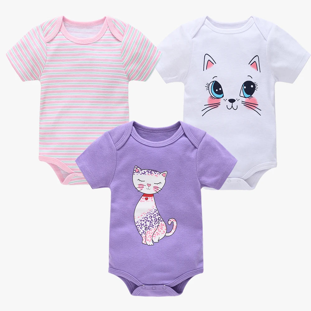 Baby Girls Cotton Bodysuit 3 & 6 Pack - Short Sleeve Newborn Onesies — view 5 of baby bodysuits