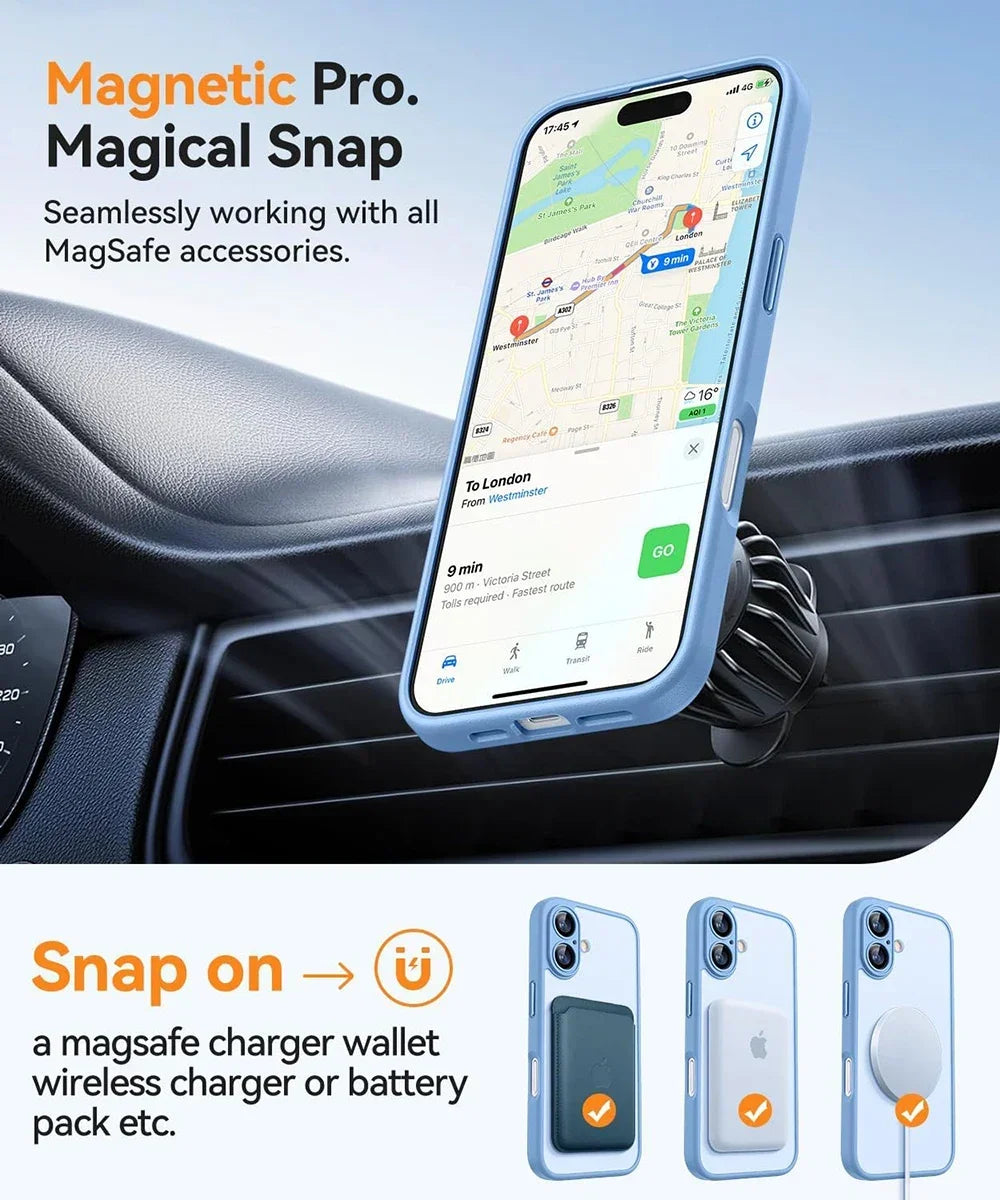 Magnetic Matte Translucent Armor MagSafe Case for iPhone 11–17 Pro Max — view 4 of phone cases