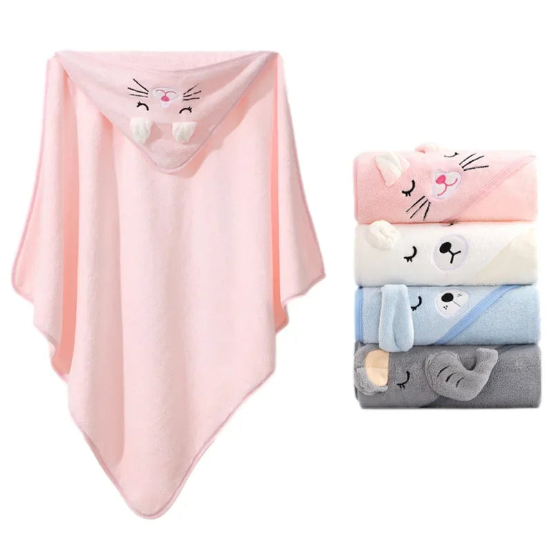Cartoon Animal Hooded Baby Bath Towel - Soft Newborn Wrap Blanket — view 4 of baby bath