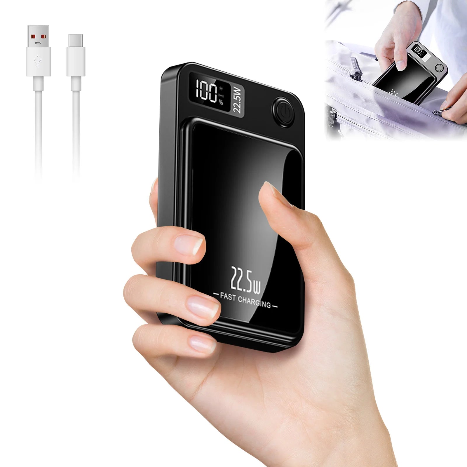 Magnetic 2-in-1 10000mAh 22.5W Wireless Power Bank — LED Display MagSafe — view 8 of power banks