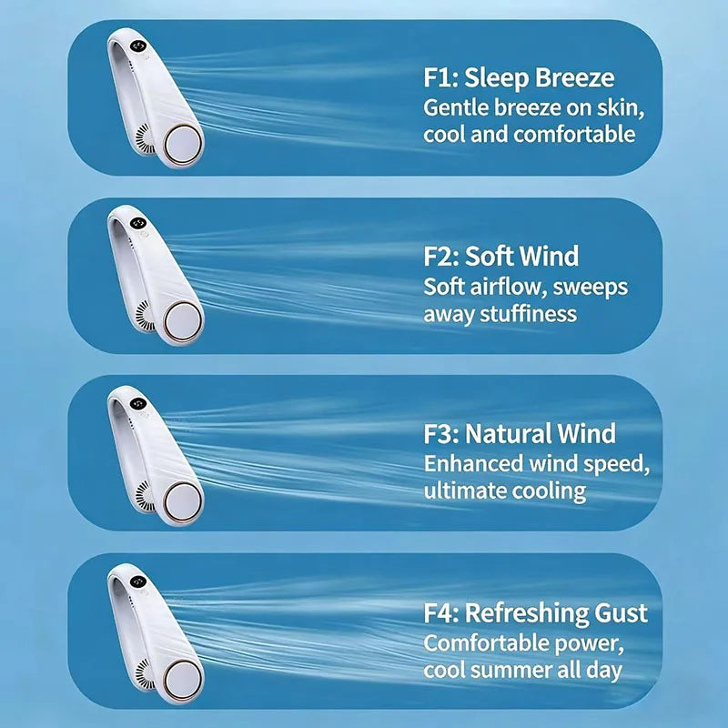 Mini Bladeless Neck Fan, 5 Speeds, USB Rechargeable Sport Fan — view 5 of personal fans