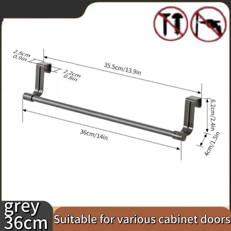 Stainless Steel Cabinet-Door Towel Bar — Kitchen & Bathroom Hanging Wipe Rack — view 8 of kitchen gadgets