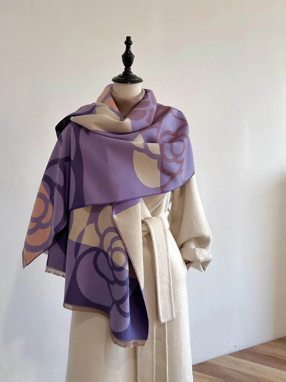 Pashmina Scarf Quiet-Luxury Everyday Wrap — Soft Cashmere-Feel Thick Warm Winter Blanket Shawl — view 4 of scarves & wraps