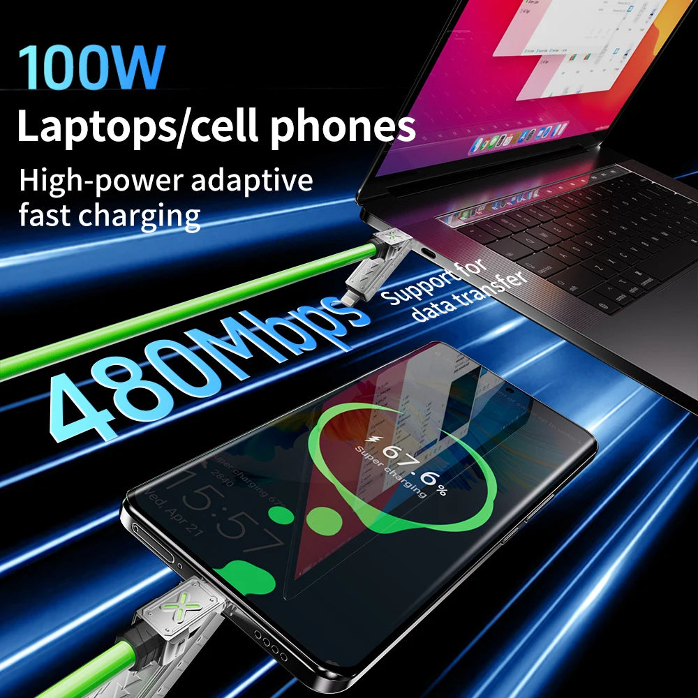 240W 4-in-1 Zinc Alloy Multi-Port Charging Cable — USB-C, Lightning, Micro USB — view 4 of chargers & cables