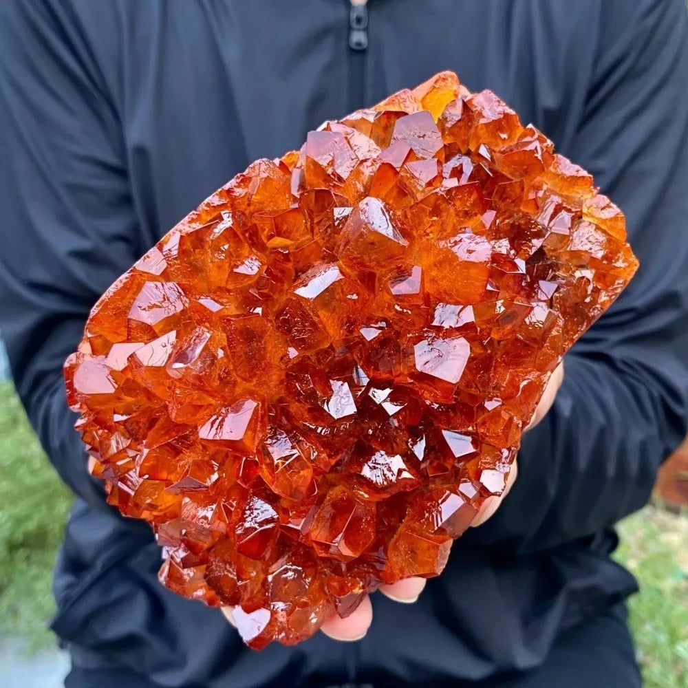 Crystal & Gemstone Orange Geode Quartz — Rainbow Mineral Cluster Meditation Rock Decor — view 2 of crystal & gemstone
