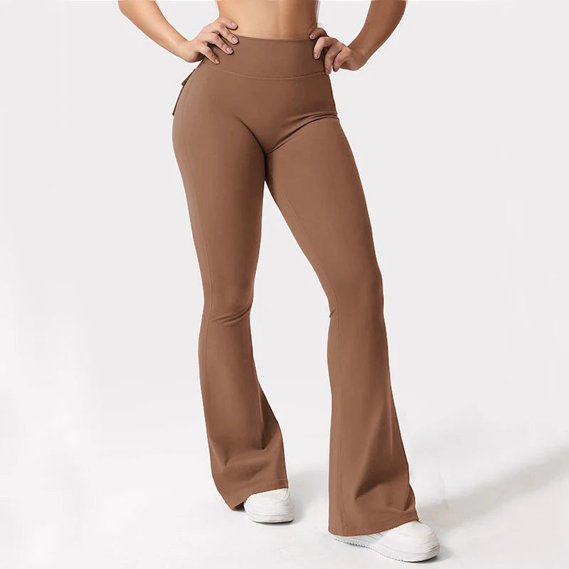 Premium Yoga Flare Trousers &mdash; High-Waisted Wide-Leg Tummy-Control Lounge Pant — view 6 of sports & fitness