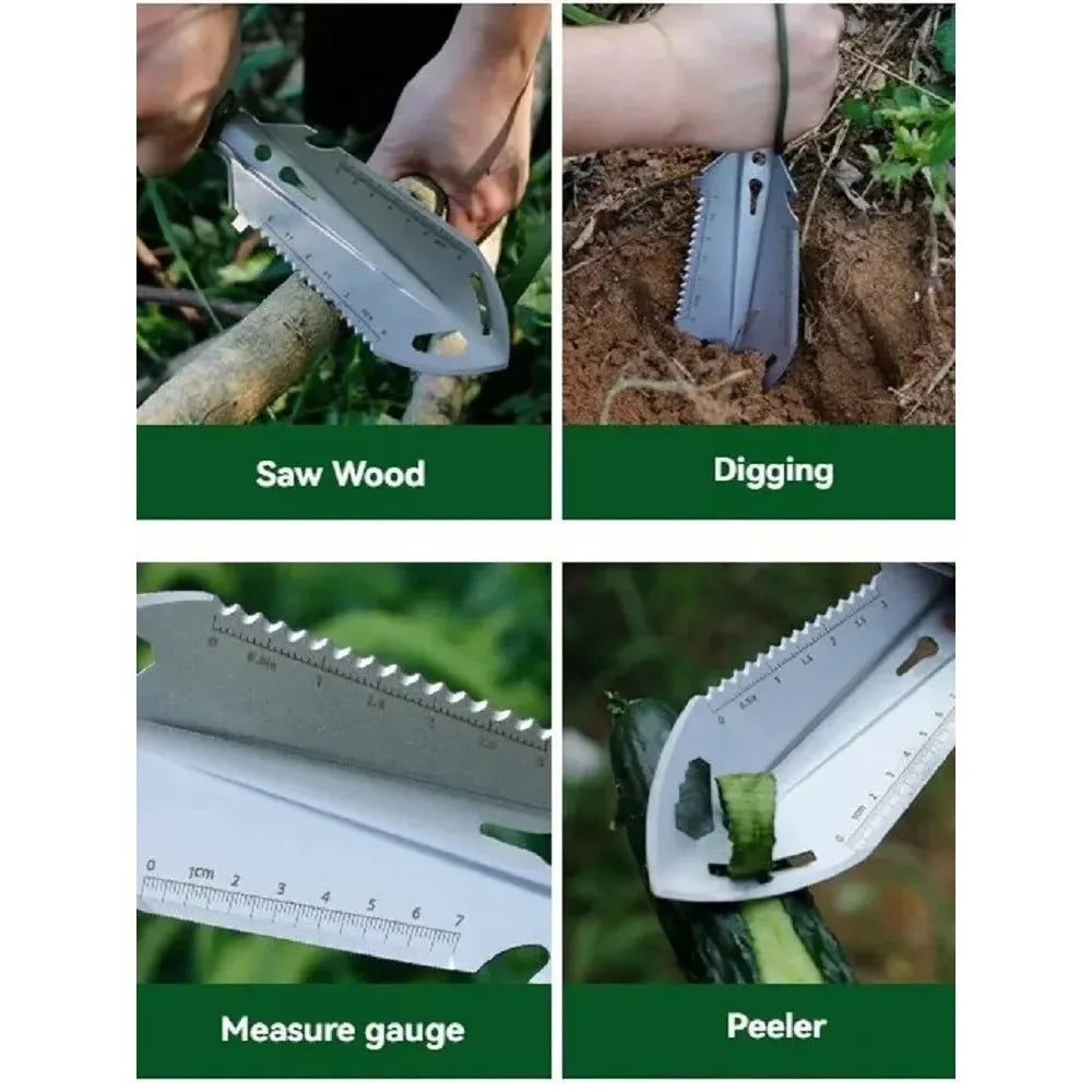 Folding Survival Shovel — Stainless Steel Multi-Tool with Pickaxe & Saw — view 2 of outdoor sports