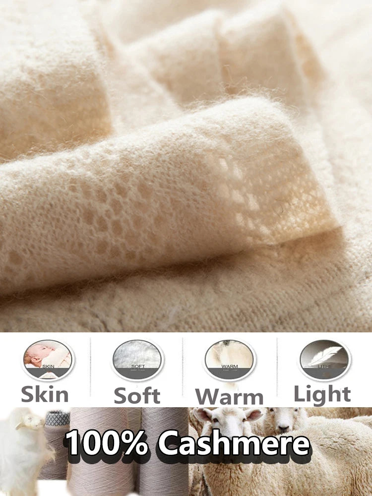 100% Cashmere Cardigan Wrap — Dual-Purpose Sweater Scarf Pearl Cape Soft Knit Shawl — view 4 of scarves & wraps