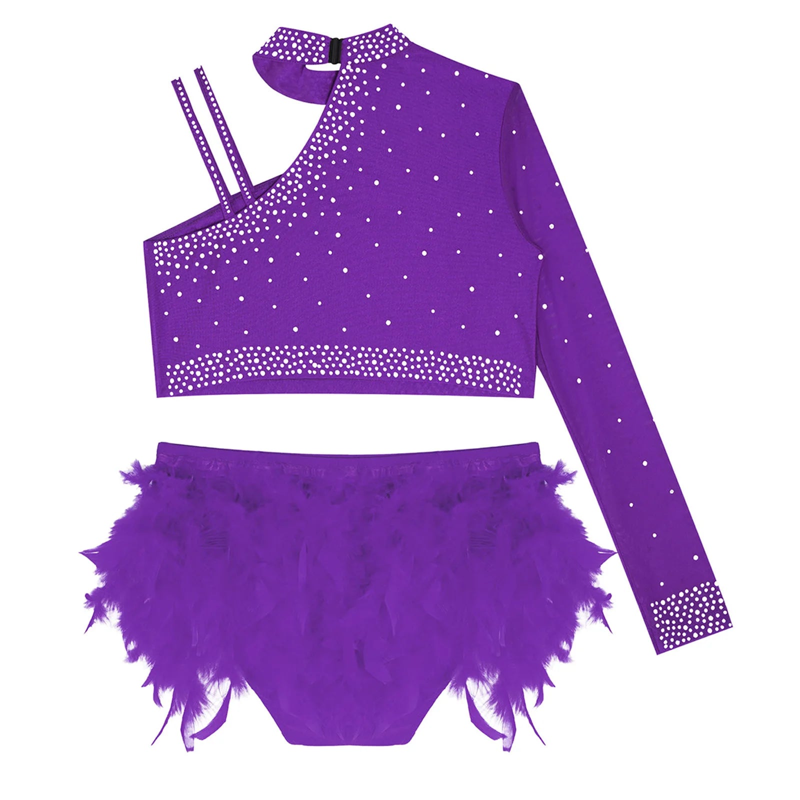 Kids Girls Ballet Dance Set - Rhinestone Top & Skirt Performance Costume — view 4 of dance costumes