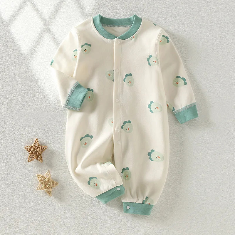 Newborn Cotton Onesie Romper - Cartoon Bear & Star Print for Spring/Autumn — view 3 of baby rompers