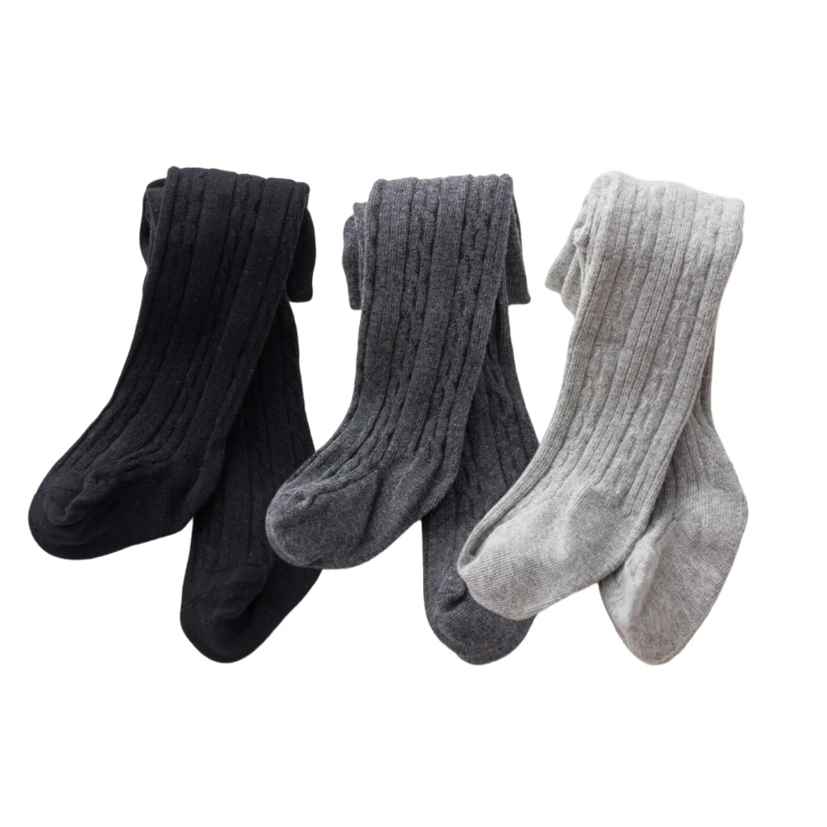 Baby Cable-Knit Tights 3-Piece Set - Toddler Patterned Footed Pantyhose — view 6 of baby bottoms