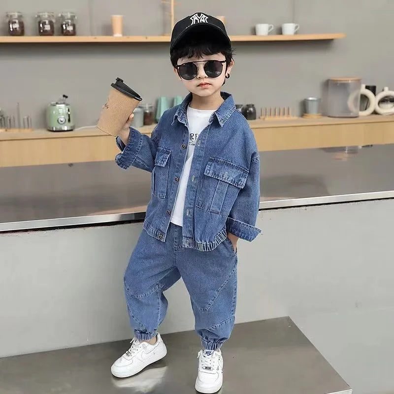 Baby Boy Boutique Clothing Set Fashion Boys Denim Jacket and Pants 2 Pcs Outfits Spring Autum Kids Bebes Girls Suits 2-10 Years