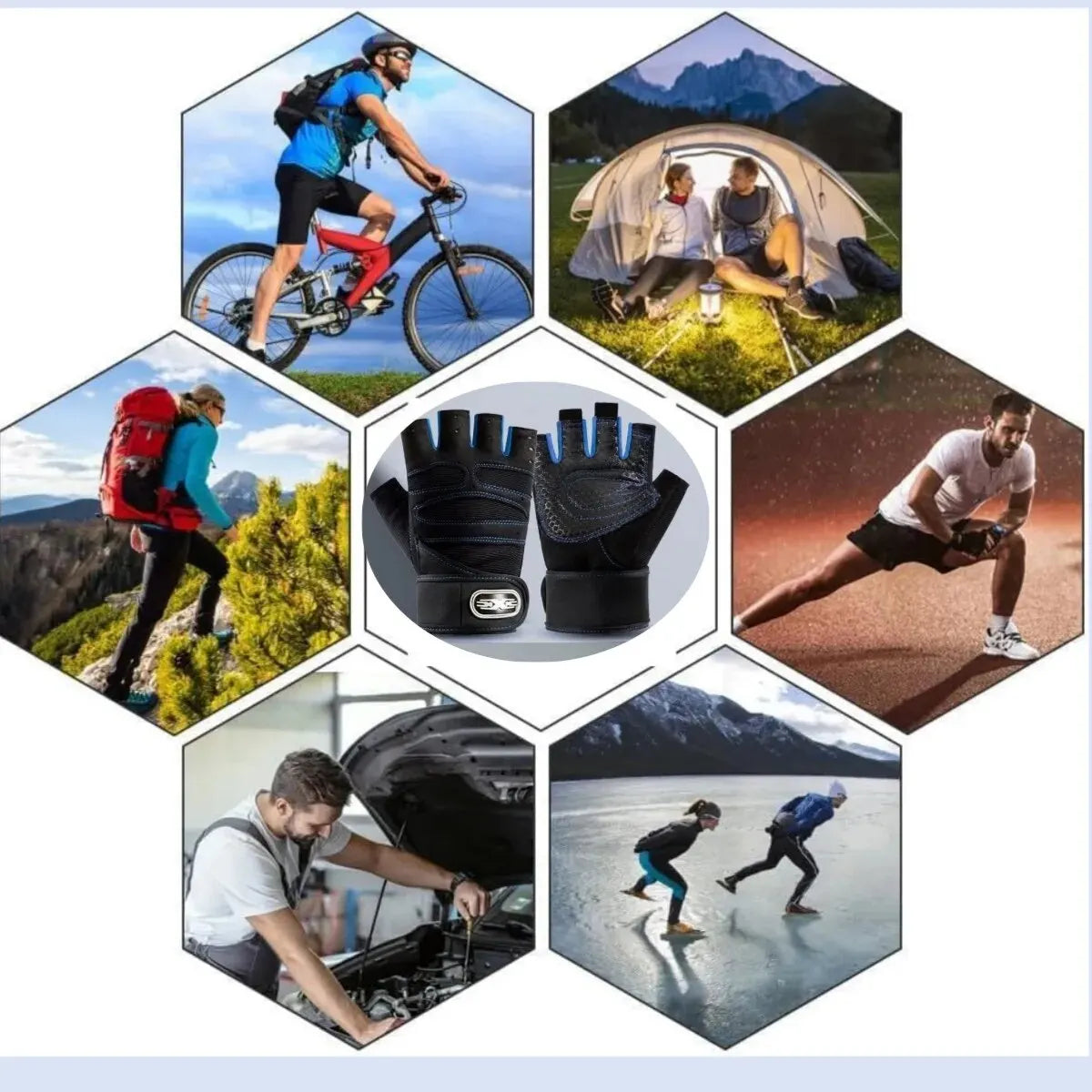 Half-Finger Cycling Gloves Shock-Absorbing — Breathable Anti-Slip Gel Padded Fitness & MTB Gloves — view 6 of gloves