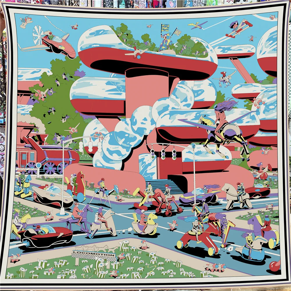 Cashmere Scarf Hand-Rolled Square 135cm — Wearable-Art Museum-Fashion Luxury Shawl — view 6 of scarves & wraps