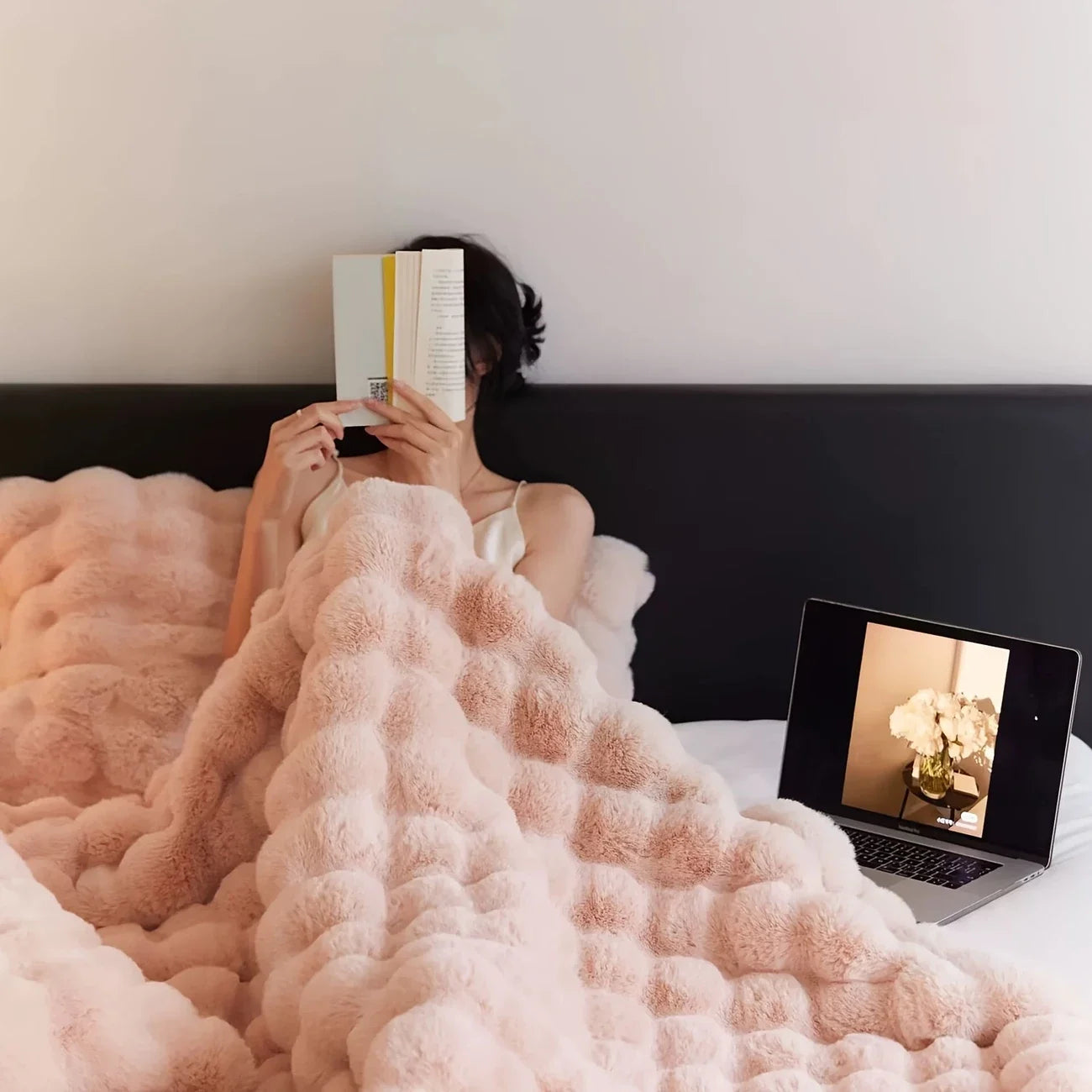Faux Rabbit Fleece Throw Blanket — Cozy Warm Soft Sofa & Bedroom Blanket — view 4 of cushion covers & pillow cases