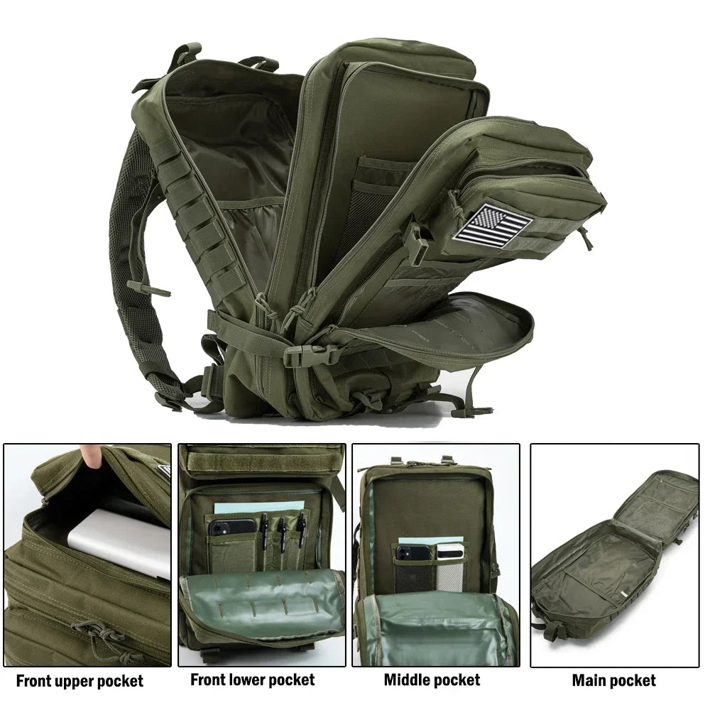 45L Tactical Military-Style Backpack — MOLLE Webbing for EDC & 3-Day Use — view 5 of outdoor sports