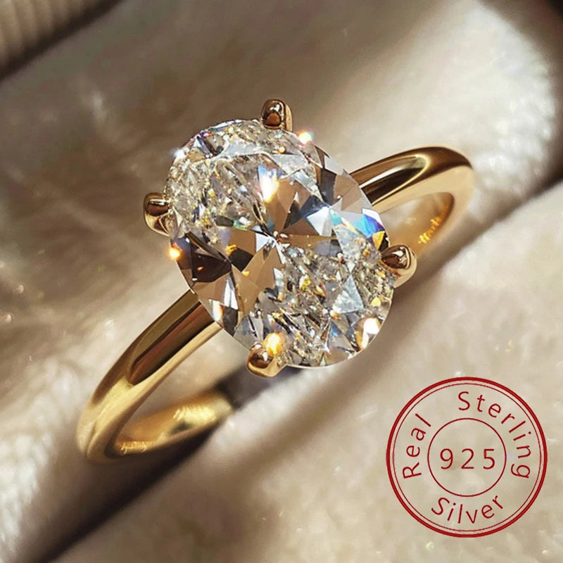 Women's 925 Sterling Silver 1-8CT Zircon Oval Ring — Engagement Wedding Jewelry — view 1 of jewelry