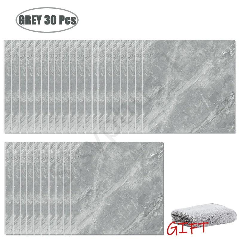 PVC Marble Peel-and-Stick Wall & Tile Stickers (10–50PCS) – Waterproof Self-Adhesive Floor & Backsplash Decor