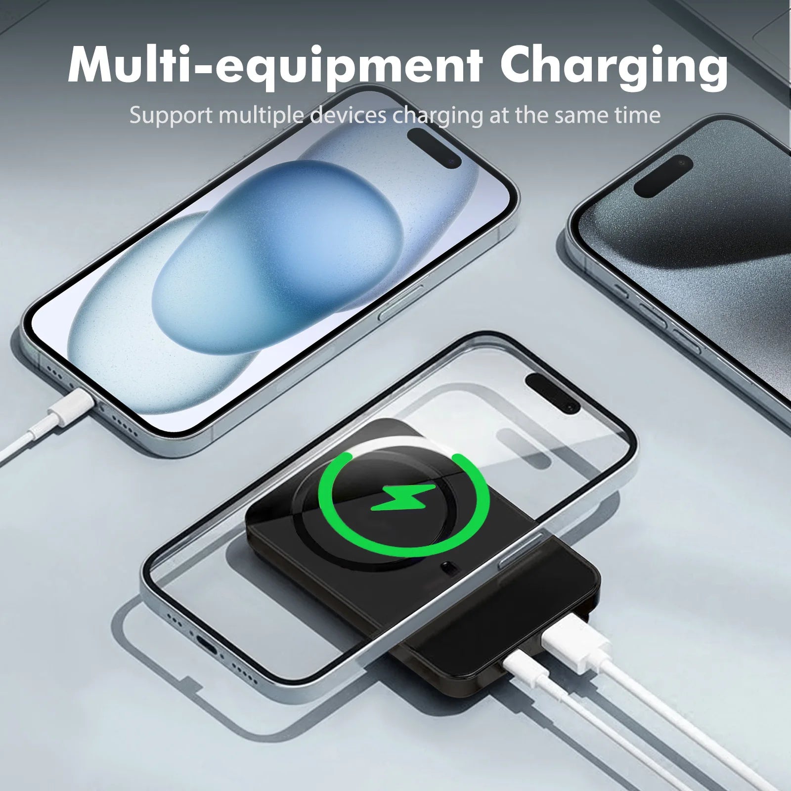 Magnetic 2-in-1 10000mAh 22.5W Wireless Power Bank — LED Display MagSafe — view 4 of power banks