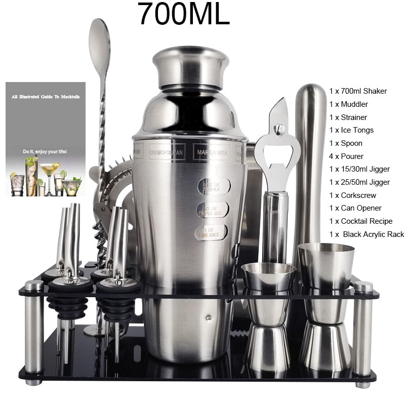 1-14 Pcs Stainless Steel Cocktail Shaker Set – 600ml/750ml Mixer for Drinks