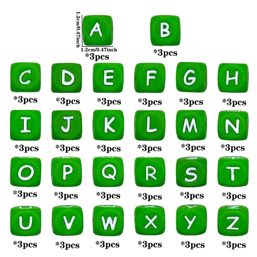Pearl & Silicone Letter Beads 78pc 12mm — DIY Necklace Bracelet & Pen Charms — view 7 of beads