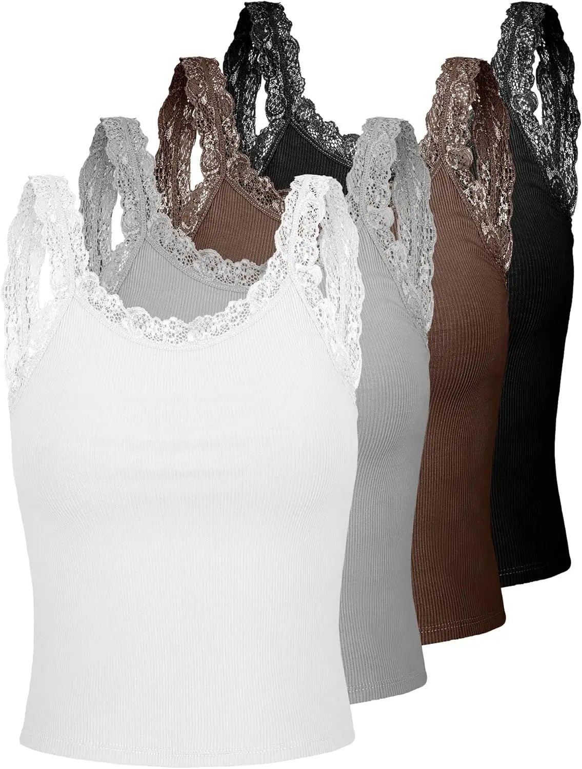4-Pack Lace-Trim Camisole Set — Soft Comfy Cami Undershirt Bundle for Women — view 1 of tanks & camisoles