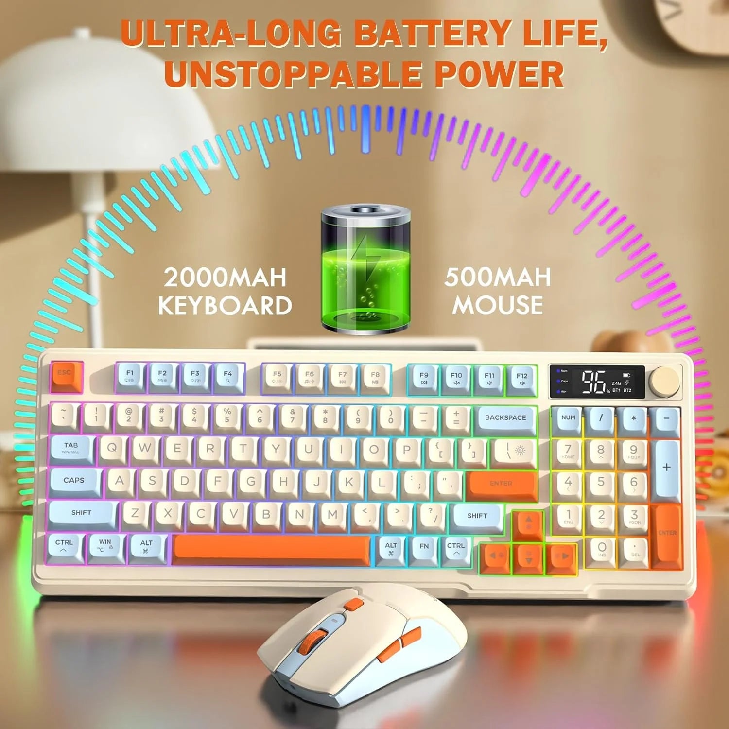 Wireless RGB Gaming Keyboard & Mouse Combo, Bluetooth/2.4G — product photo 4