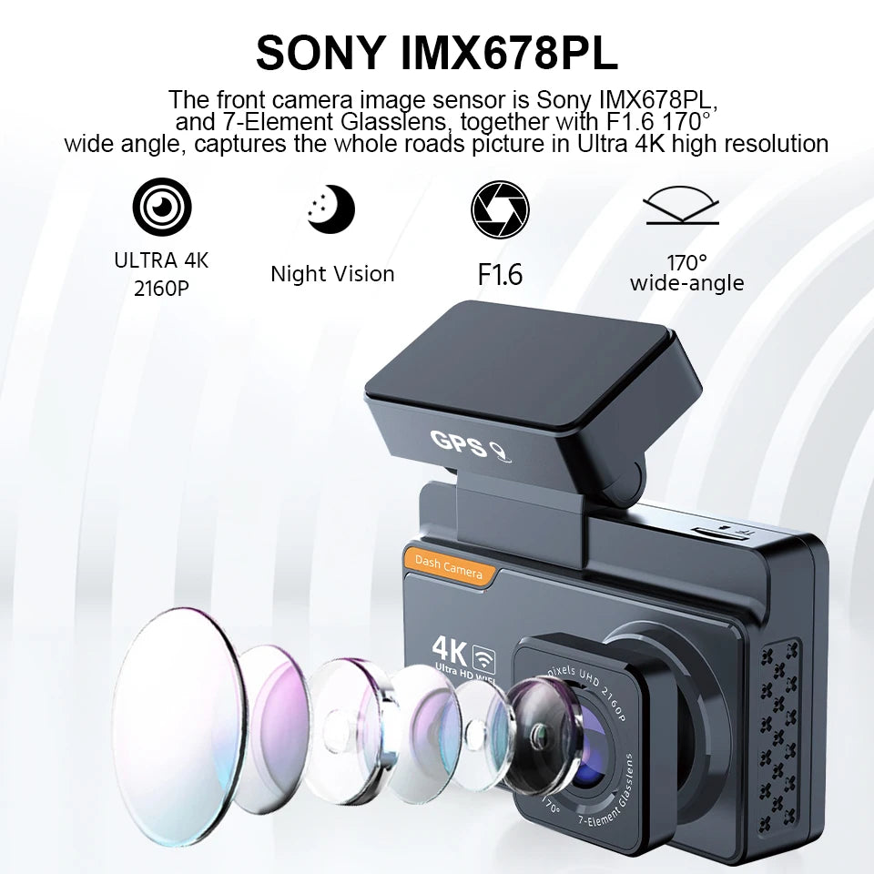 4K Dual Dash Cam with WiFi & GPS – 4K Front + 1080P Rear Night Vision Car DVR Black Box — view 3 of electronics & gadgets