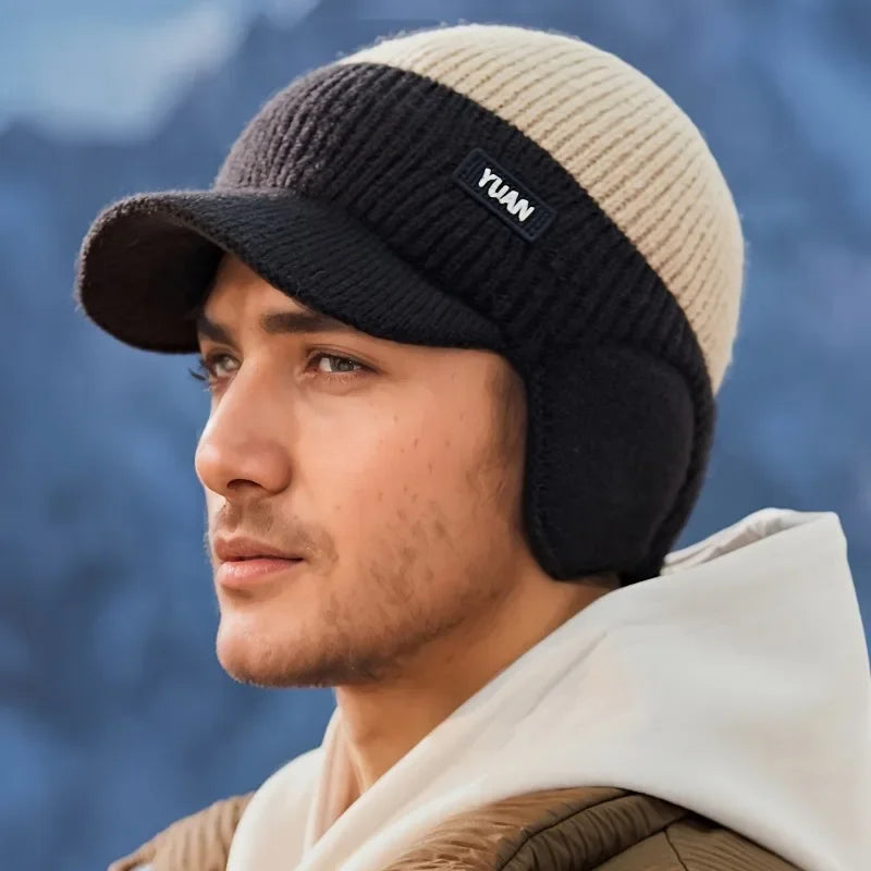 Dual-Tone Knit Baseball Cap — Fall Winter Texture Trend Dad Hat with Ear Protection Couples Set — view 7 of hats & caps
